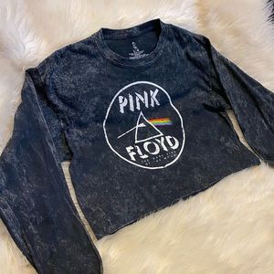 PINK FLOYD ACID WASH CROPPED LONG SLEEVE BAND TEE
